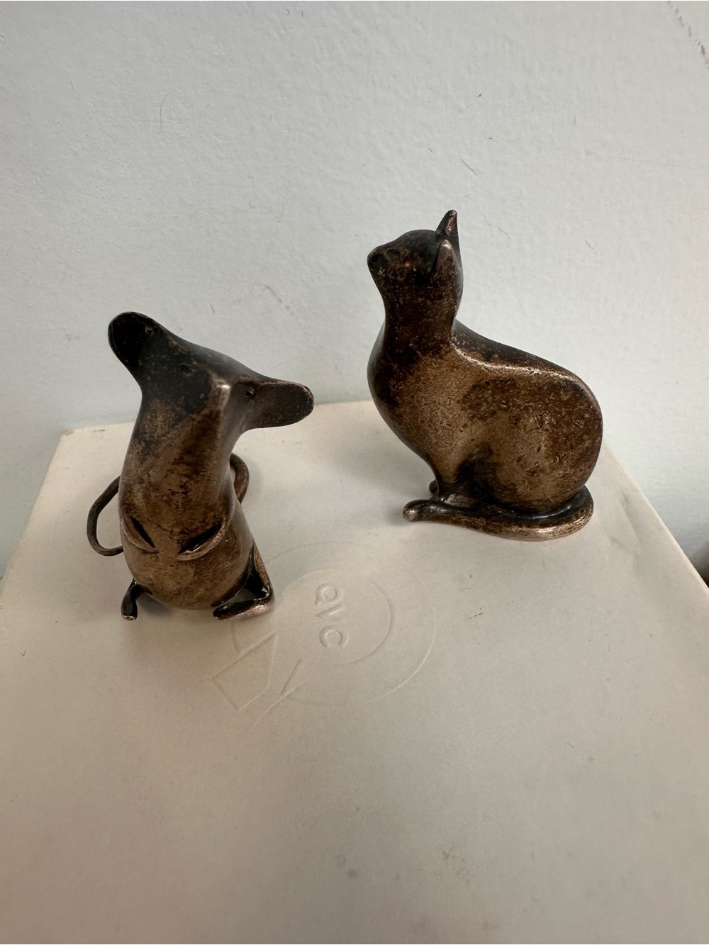 Tiffany & Co. Sterling Silver vintage Cat and Mouse figurines.